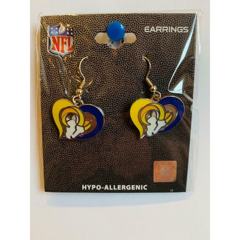 Los Angeles Rams Silver Swirl Heart Dangle Earrings Hypo-Allerginic 2020 COLORS